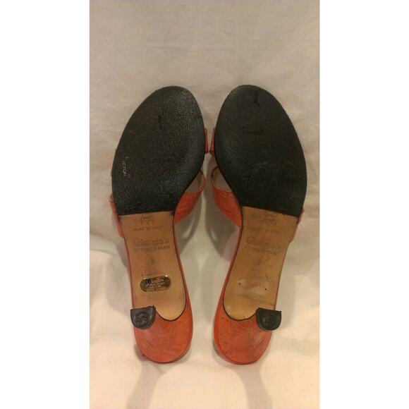 Giorgio's of Palm Beach Tangerine Orange Alligator Strappy Heels Shoes size 8 M - Picture 5 of 6